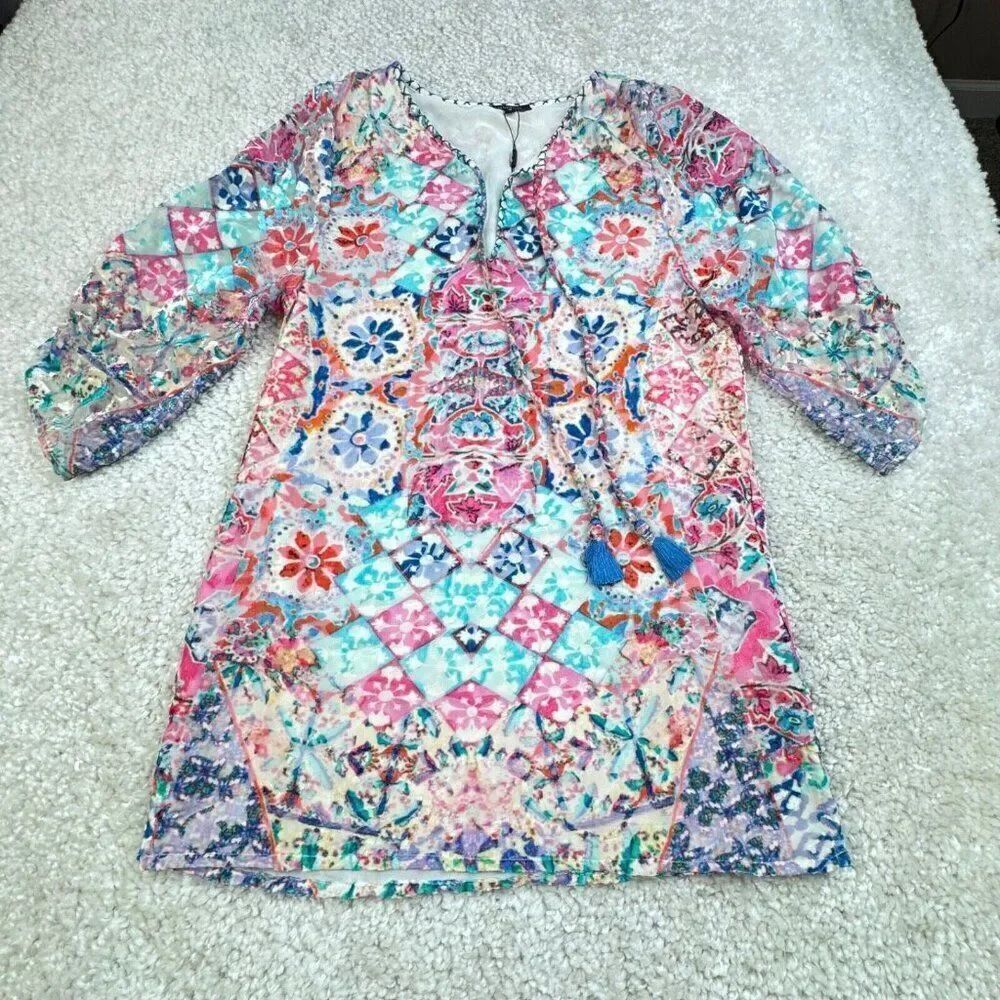 Tolani Alessia Floral Velvet Tunic NEW